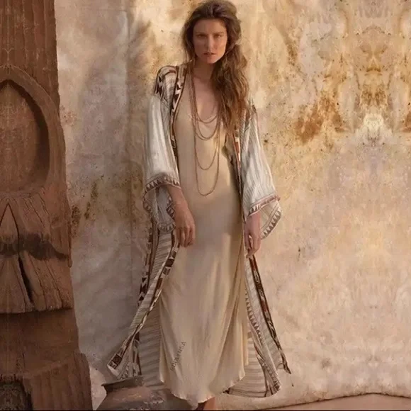 New Bohemian Kimono Duster Jacket Robe Swim Coverup - Picture 7 of 11